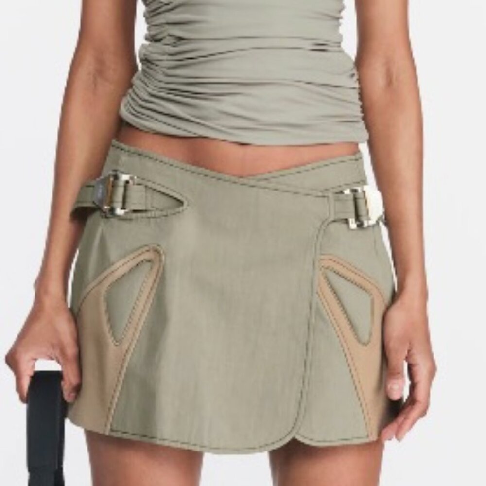 Dion Lee Moto Interlock miniskirt Green Tan